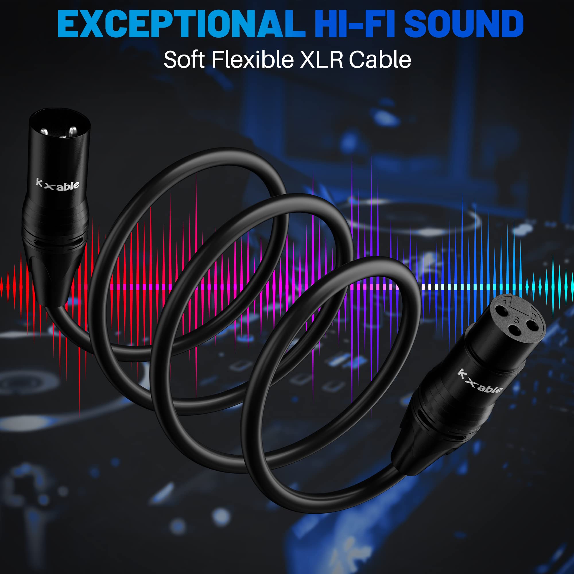 200ft XLR Microphone Cable - 3-Pin Shielded Balanced Male to Female Mic Cord with Zinc Alloy Shells & OFC - Heavy-Duty Patch Cable for Amplifiers, Speakers, Mixers - Includes 5 Cable Ties - Perfect for Live Performances, Studio Recording & Professional Audio Setups