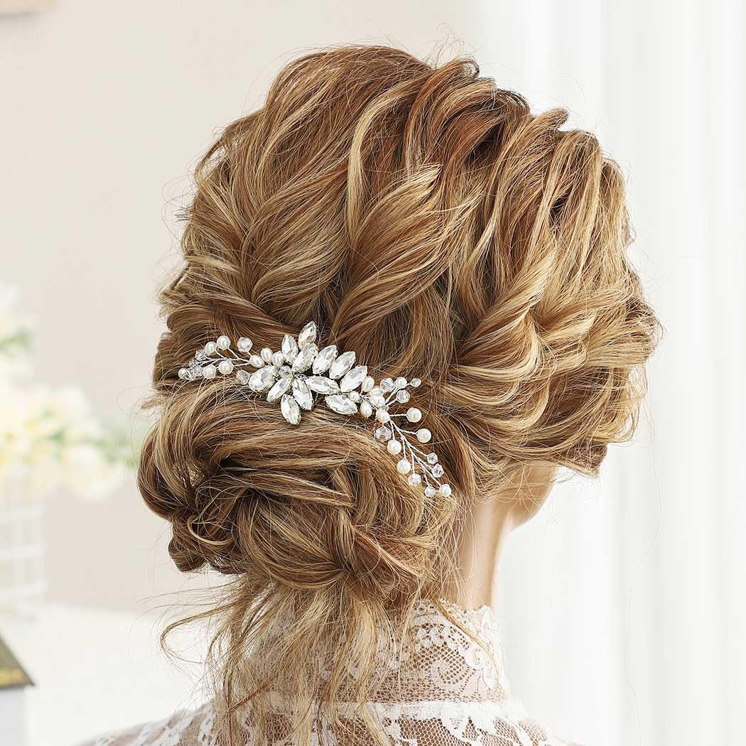 Gorais Crystal Wedding Hair Comb with Pearls & Rhinestones – Elegant Bridal Hair Accessories for Women & Girls (Silver) | Perfect for Weddings, Prom, Parties & Special Occasions