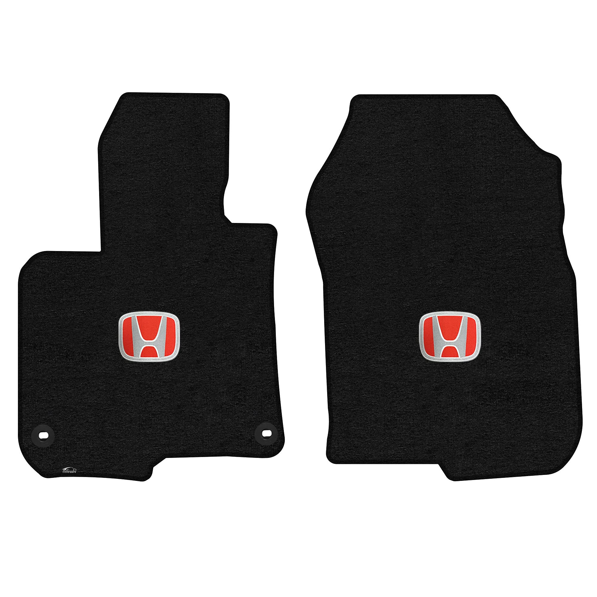 Premium Custom-Fit Carpeted Floor Mats for Honda CRV Hybrid 2017-2022 - Luxury Car Floor Liners with Silver & Red Honda Logo (Black, 2-Piece Front Set) - Perfect for All-Weather Protection & Enhanced Interior Style