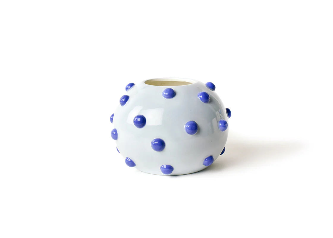 Iris Blue Large Round Vase - Elegant Floral Centerpiece for Home Decor, Weddings & Events | 12 Inch Tall Handmade Ceramic Flower Vase