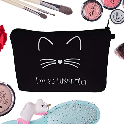 2PCS Smile Cat Makeup Bag Set for Women - Waterproof Cosmetic Pouch & Travel Brush Organizer - Perfect for Travel, Gym, and Daily Essentials Storage