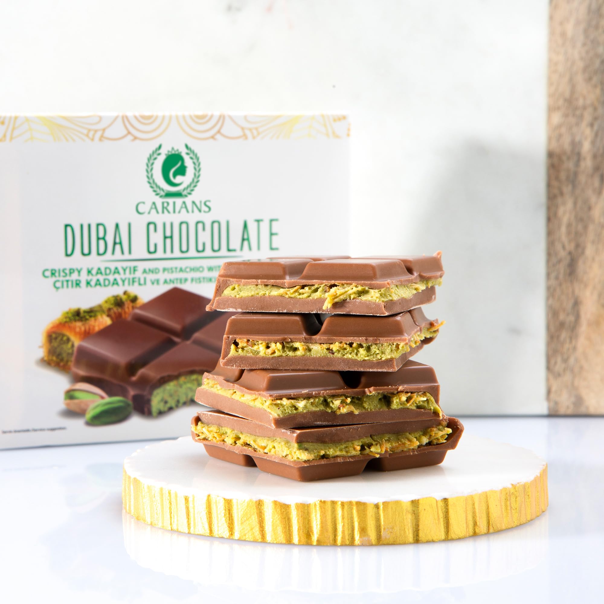Premium Dubai Chocolate Bar - Crispy Kunafa & Pistachio Milk Chocolate - Luxury Gourmet Gift for Anniversary, Birthday, Valentine's Day - Perfect for Romantic Gifts, Corporate Events & Special Occasions