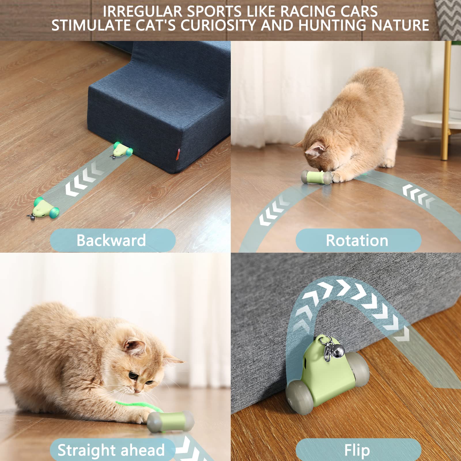 CZPET Interactive Cat Toys - Automatic Jumping Exercise Toy with Replaceable Elastic & Feather Mouse - Fun Developmental Puzzle Teaser for Kittens - Perfect for Playtime, Exercise & Mental Stimulation