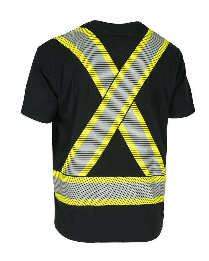 FORCEFIELD Short Sleeve Crew Neck Safety T-Shirt - High Visibility Work Shirt for Construction & Outdoor Jobs (Model 022 SEGCBE) - Ideal for Road Workers, Warehouse Staff & Emergency Responders