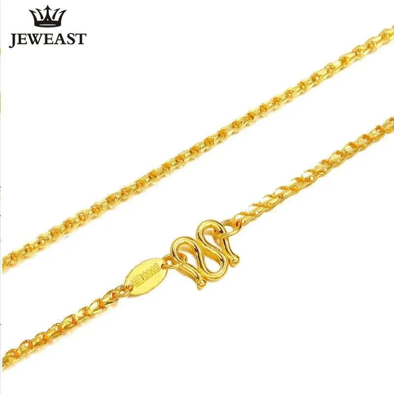 24K Pure Gold Necklace Real AU 999 Solid Gold Chain - Smooth & Elegant Classic Fine Jewelry for Women - Perfect for Weddings, Anniversaries, and Special Occasions - 2023 New Arrival