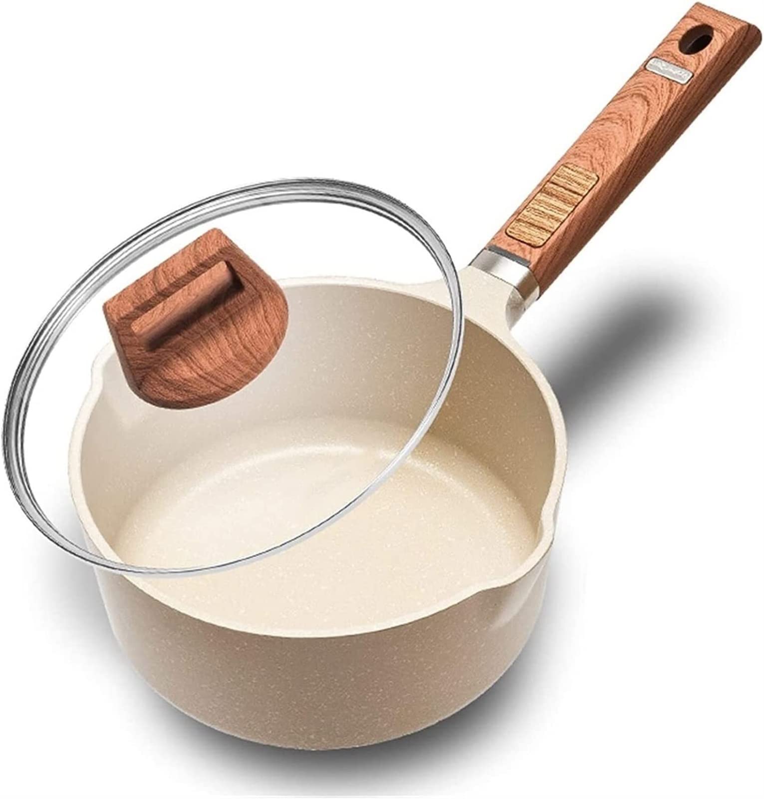 Non-Stick Maifan Stone Wok Pot - 18cm Wooden Handle Soup Pot, Milk Pot & Multi-Functional Cooking Pot for Home Kitchen | Perfect for Boiling, Stewing & Serving Soups, Noodles & Hot Pot Dishes