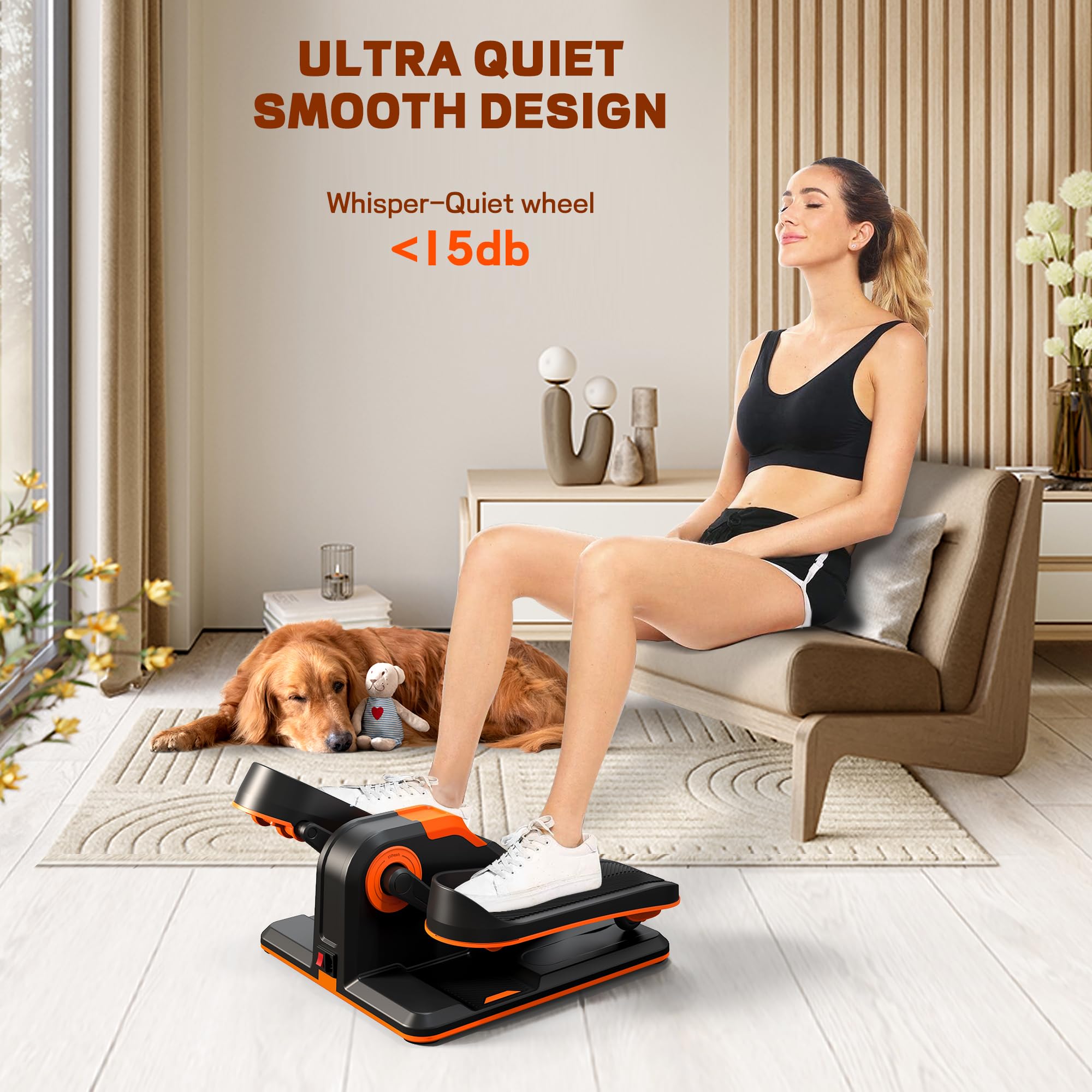 Under Desk Elliptical Machine - Portable Seated Exercise Bike with Touch Screen & Remote Control - Wireless Connectivity for Home, Office, or Gym Use - Perfect for Workouts While Working or Watching TV