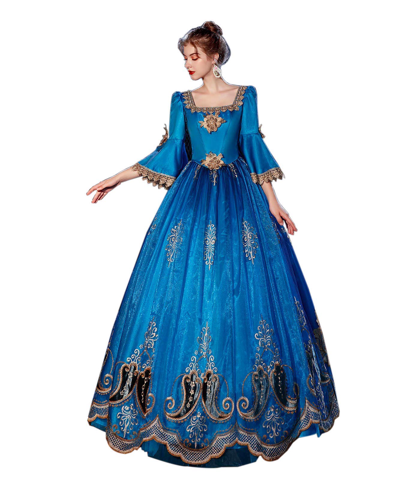 Elegant Medieval Dress - Rococo Baroque Marie Antoinette Style Ball Gown | 18th Century Renaissance Historical Costume for Cosplay, Reenactment & Themed Parties