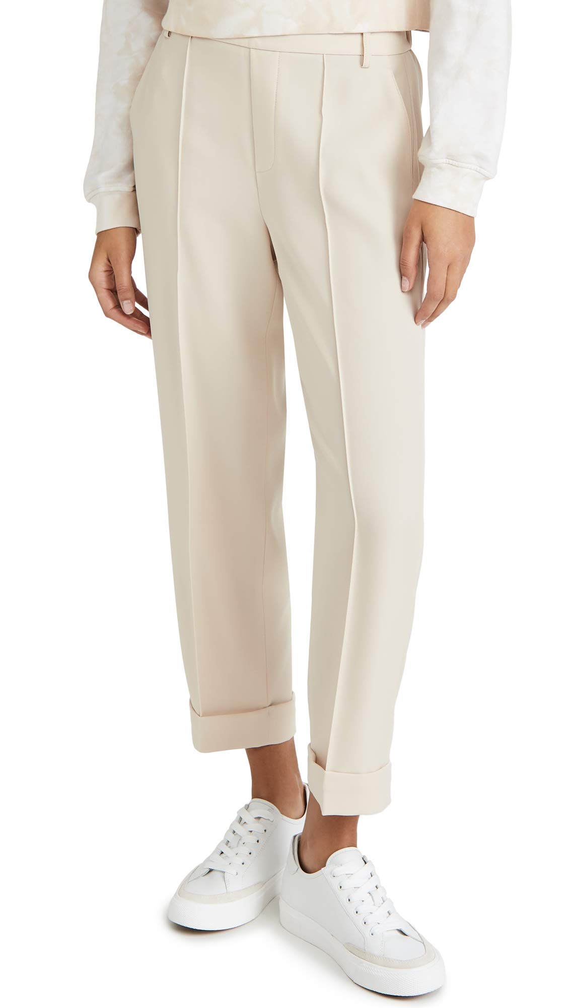 Vince Women's Cuffed Tapered Pull On Pants - Comfortable Stretch Work Pants for Office, Business Casual & Travel