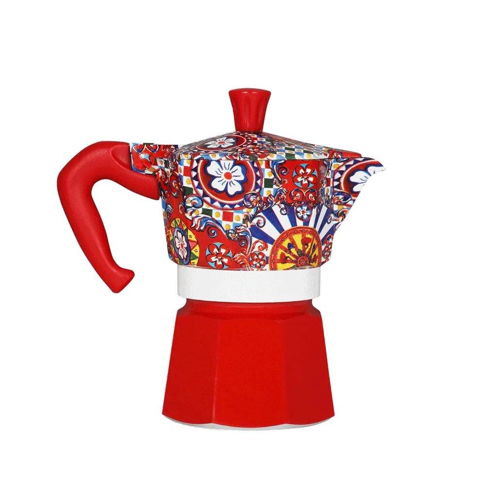 Bialetti Dolce&Gabbana Moka Express Stovetop Espresso Maker - 3 Cup Italian Coffee Pot in Sicilian Red | Perfect for Home Brewing, Gifts & Italian Coffee Lovers