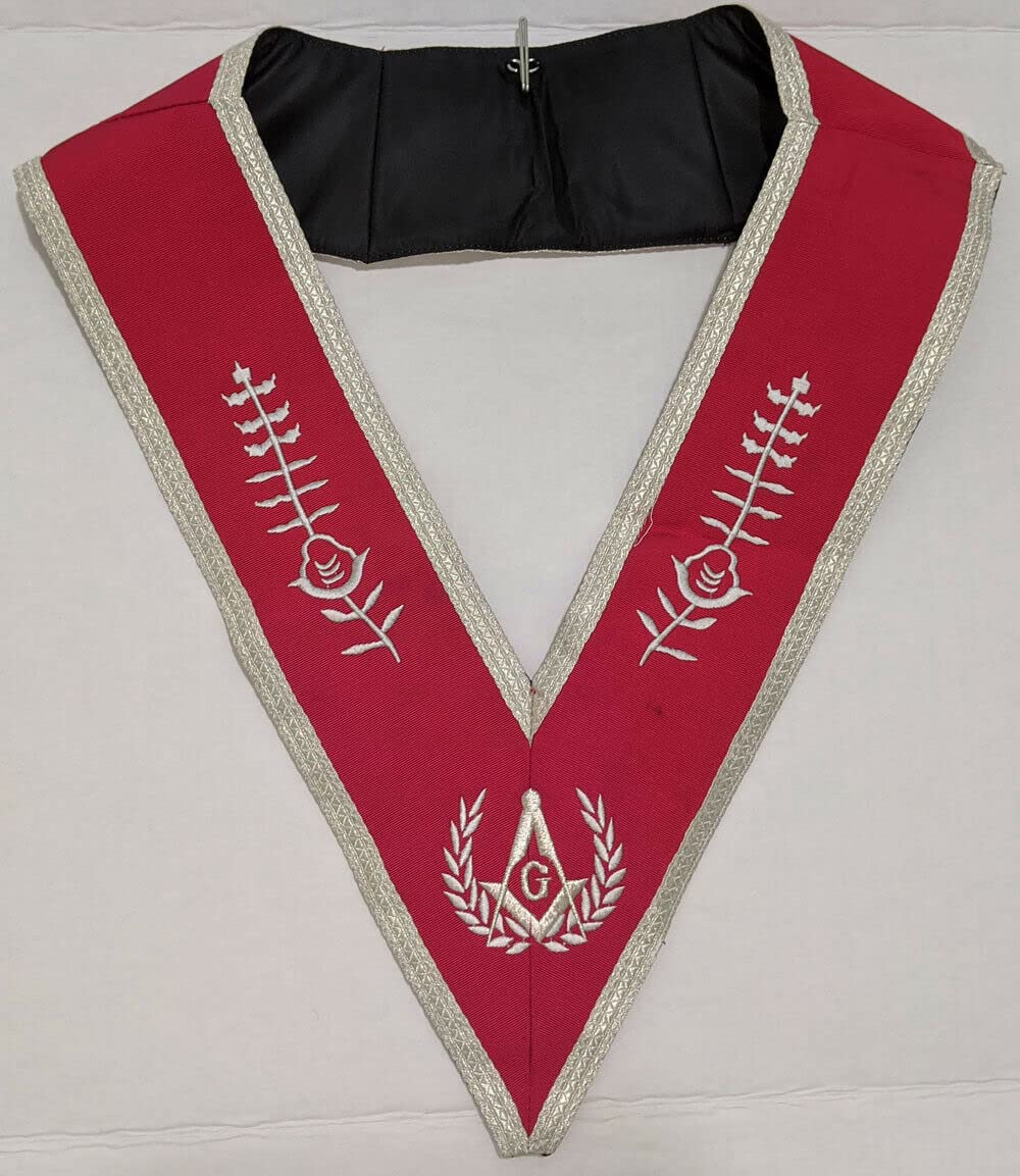 Masonic Blue Lodge Master Mason Apron Set - Blue/Red Apron, Collar & Gauntlets (Cuffs) - Complete Masonic Regalia for Rituals & Ceremonies