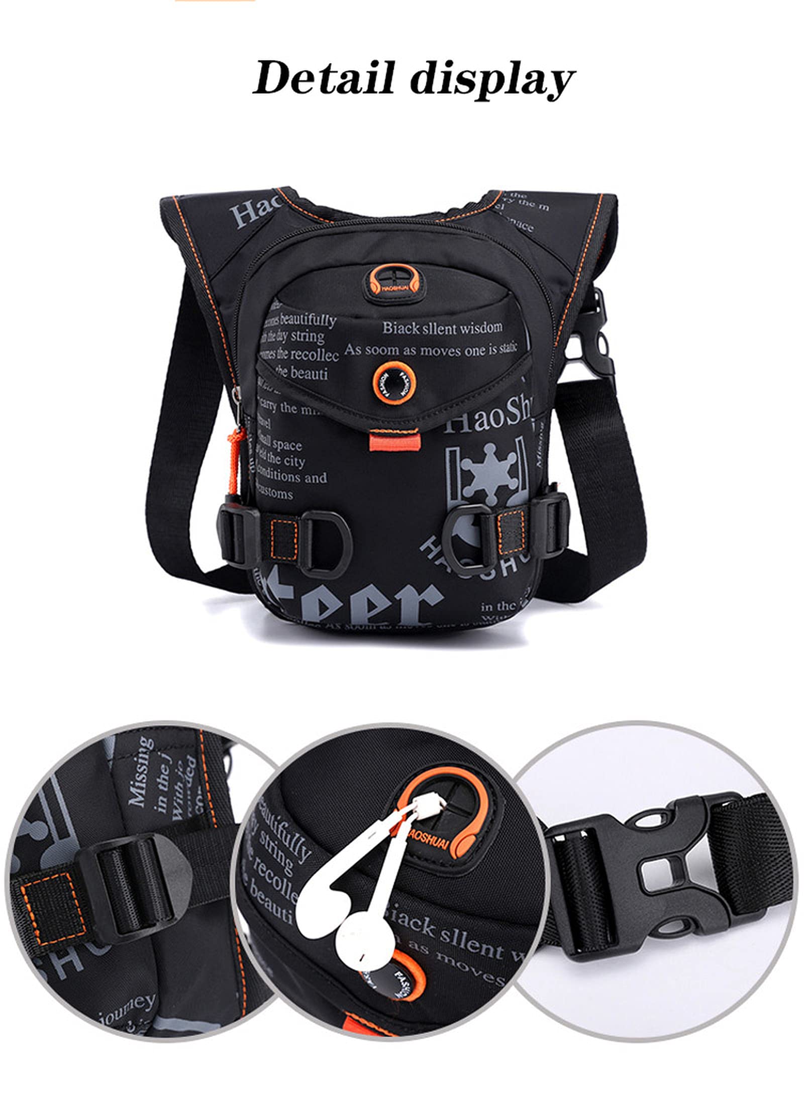 Waterproof Nylon Drop Leg Bag for Men - Adjustable Waist Fanny Pack with Shoulder Strap - Ideal for Motorcycle Riding, Hiking, Travel & Outdoor Activities