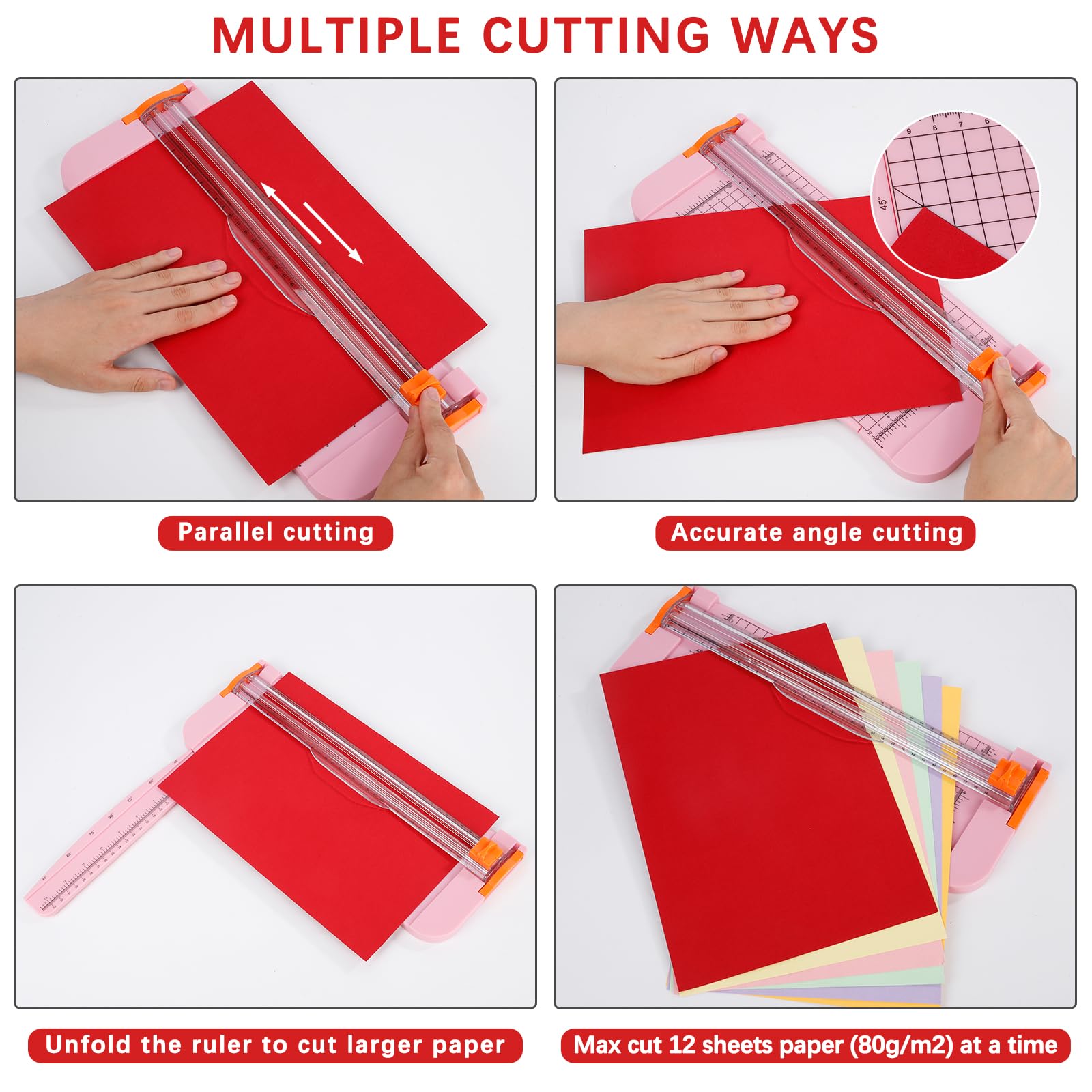 12 Inch A4 Paper Cutter with 2 Replacement Blades & Safety Ruler - Precision Trimmer for Gift Cards, Coupons, Labels, Cardstock & Photos | Perfect for Crafting, Scrapbooking & Office Use