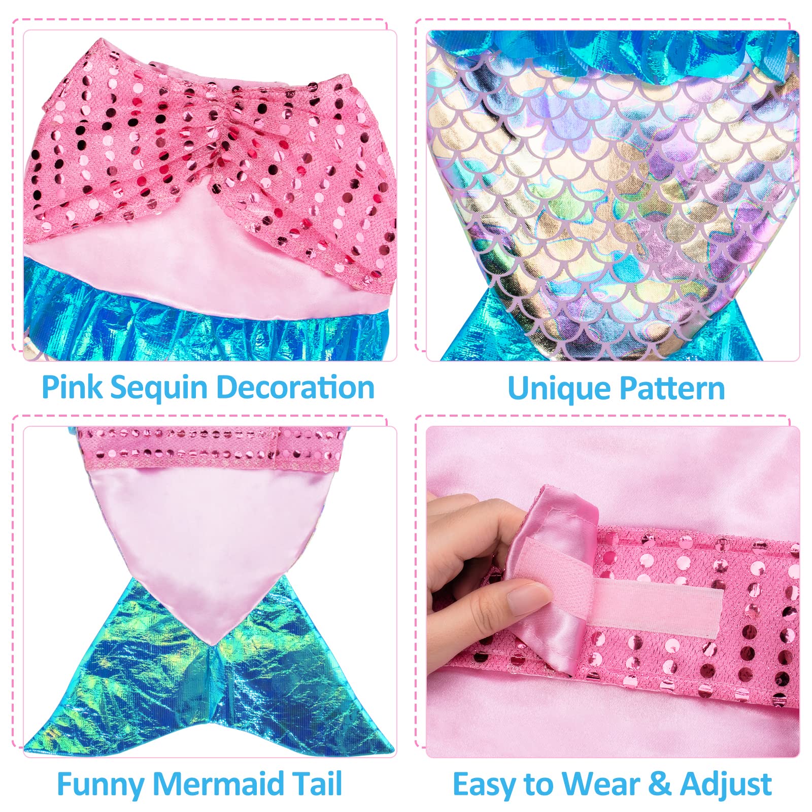 Mermaid Dog Costume for Small & Medium Dogs - Shiny Halloween, Christmas & Birthday Party Outfit | Funny Pet Cosplay for Dress-Up & Photo Shoots