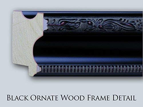 Vilmos Aba Novak Well Sweep Watering at the Well 20x22 Inch Black Ornate Wood Framed Canvas Wall Art - Perfect for Living Room, Bedroom Decor and Home Office