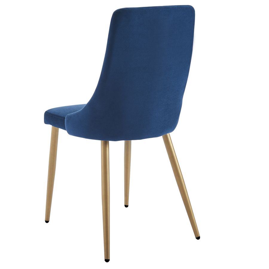 Carmilla 5-Piece Dining Set - Aged Gold Finish with Blue Upholstered Chairs | Modern Kitchen & Dining Room Furniture for Small Spaces | Perfect for Breakfast Nook, Apartment, or Cozy Home Decor