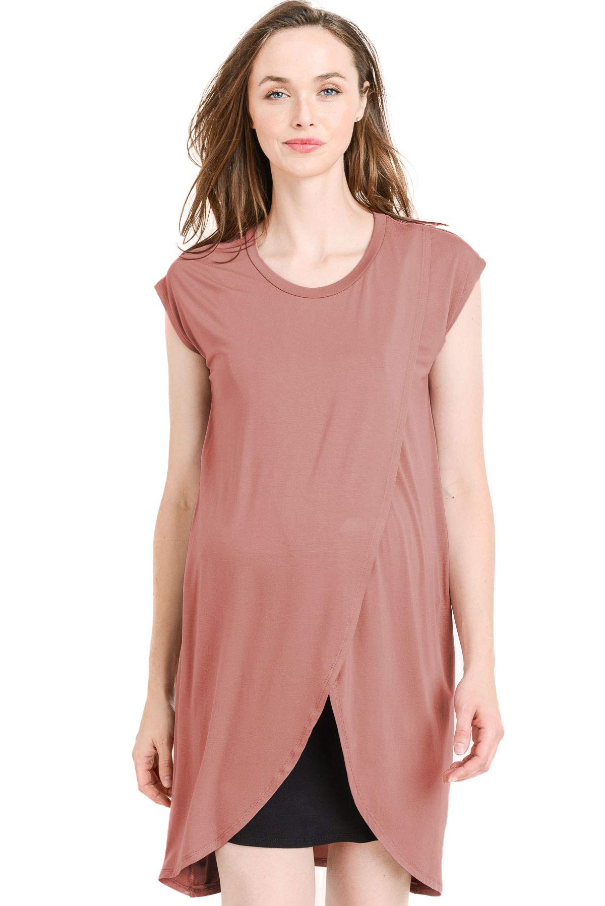 HELLO MIZ Color Block Asymmetrical Nursing Dress for Breastfeeding Moms - Comfortable Maternity Dress for Nursing, Pregnancy & Postpartum - Perfect for Doctor Visits, Baby Showers & Everyday Wear