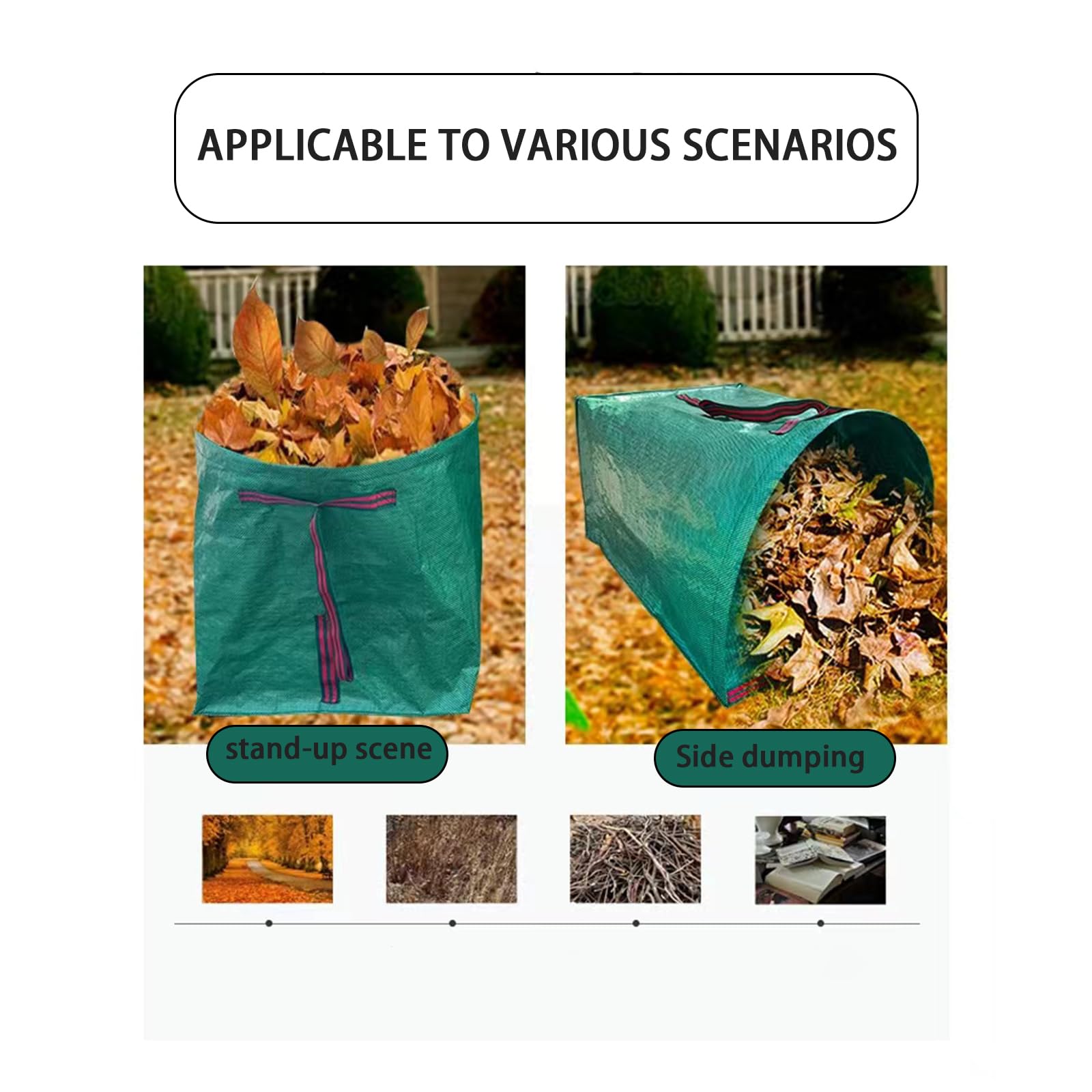 **Large 53-Gallon Reusable Leaf Dustpan & Garden Waste Bag - Heavy Duty Leaf Collector for Yard Cleaning, Leaf Raking, and Outdoor Debris Collection**