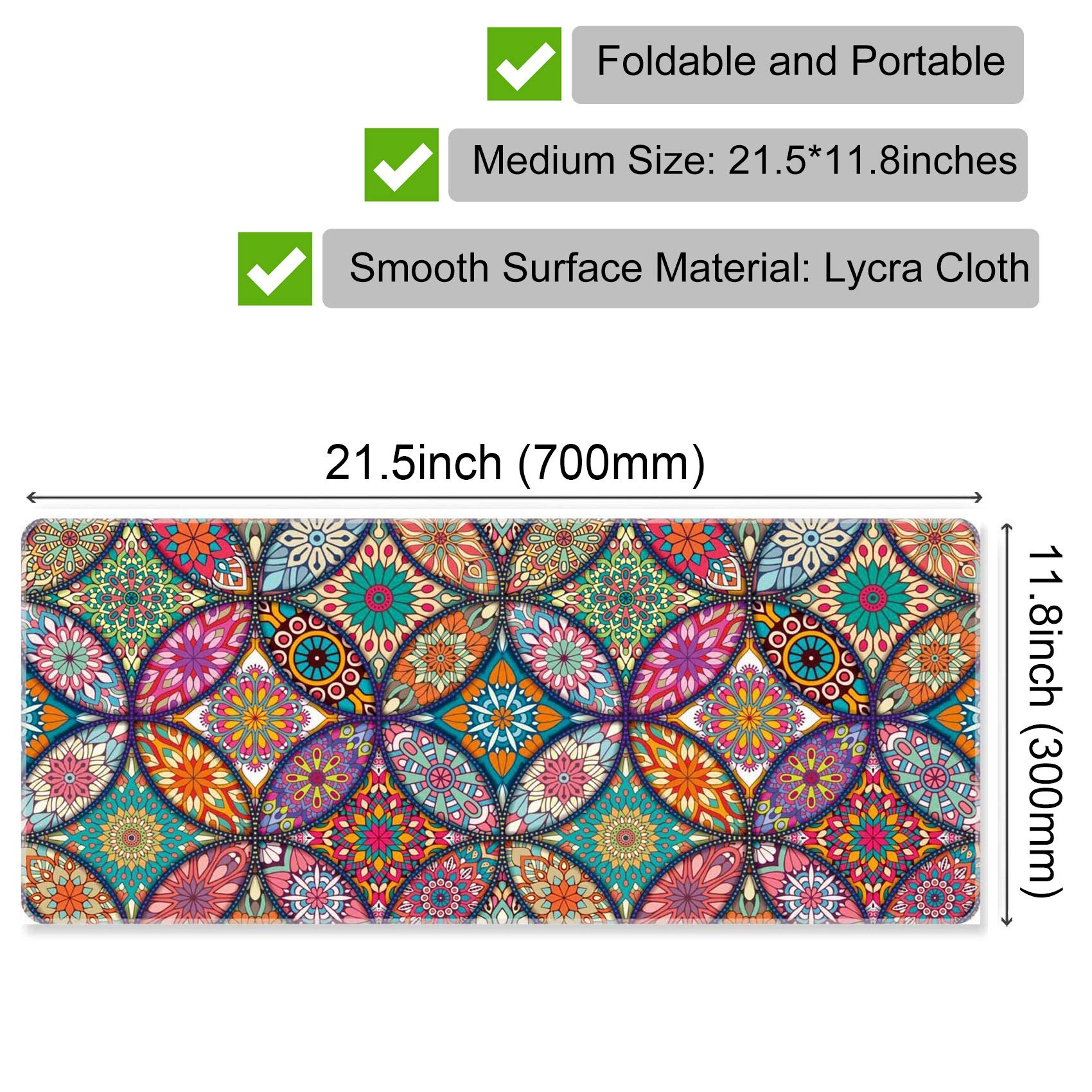 Professional Medium Gaming Mouse Pad (27.5x11.8x0.1 inches) - Non-Slip Rubber Base, Stitched Edges, Vibrant Floral Design - Perfect for PC Gaming, Office Work & Home Computer Setup