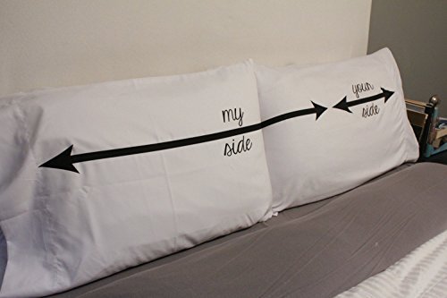 My Side Your Side Couples Pillowcases - His & Her Side Sleeping Pillow Cases for Couples Gifts (Standard/Queen Size, 2 Pack) - Perfect for Romantic Bedroom Decor and Anniversary Gifts