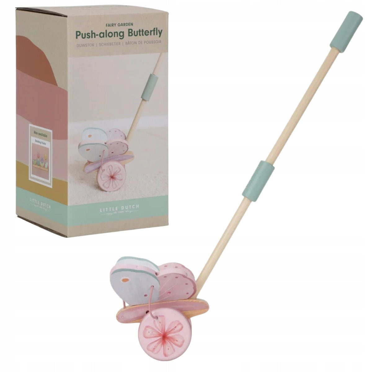 Fairy Garden Wooden Push Along Butterfly Toy - Handmade Wooden Pull Toy for Toddlers & Kids - Perfect for Imaginative Play & Outdoor Garden Adventures