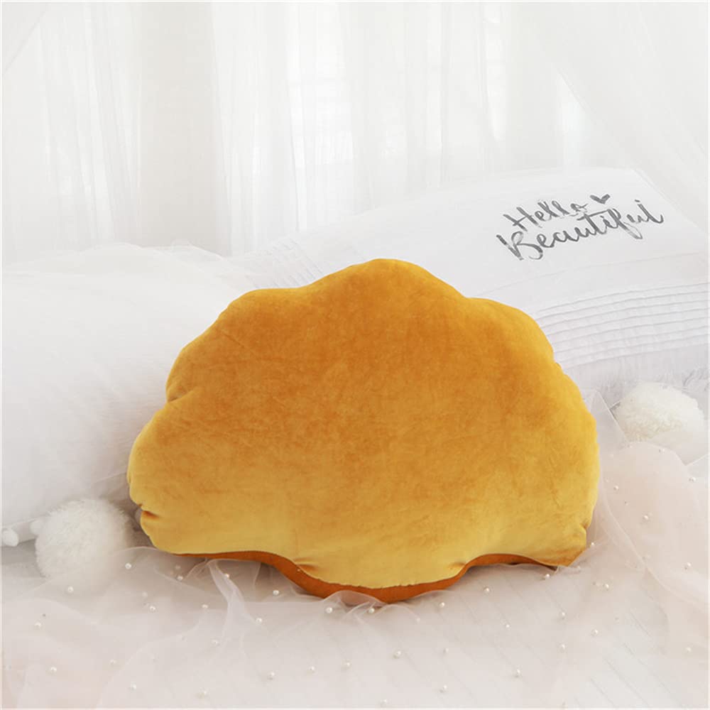 Velvet Seashell Throw Pillow - Yellow Small Decorative Shell Shaped Cushion for Sofa, Bed & Home Decor (12.8x10 inches) | Perfect for Coastal Living Rooms, Beach House Bedrooms & Boho Chic Office Spaces