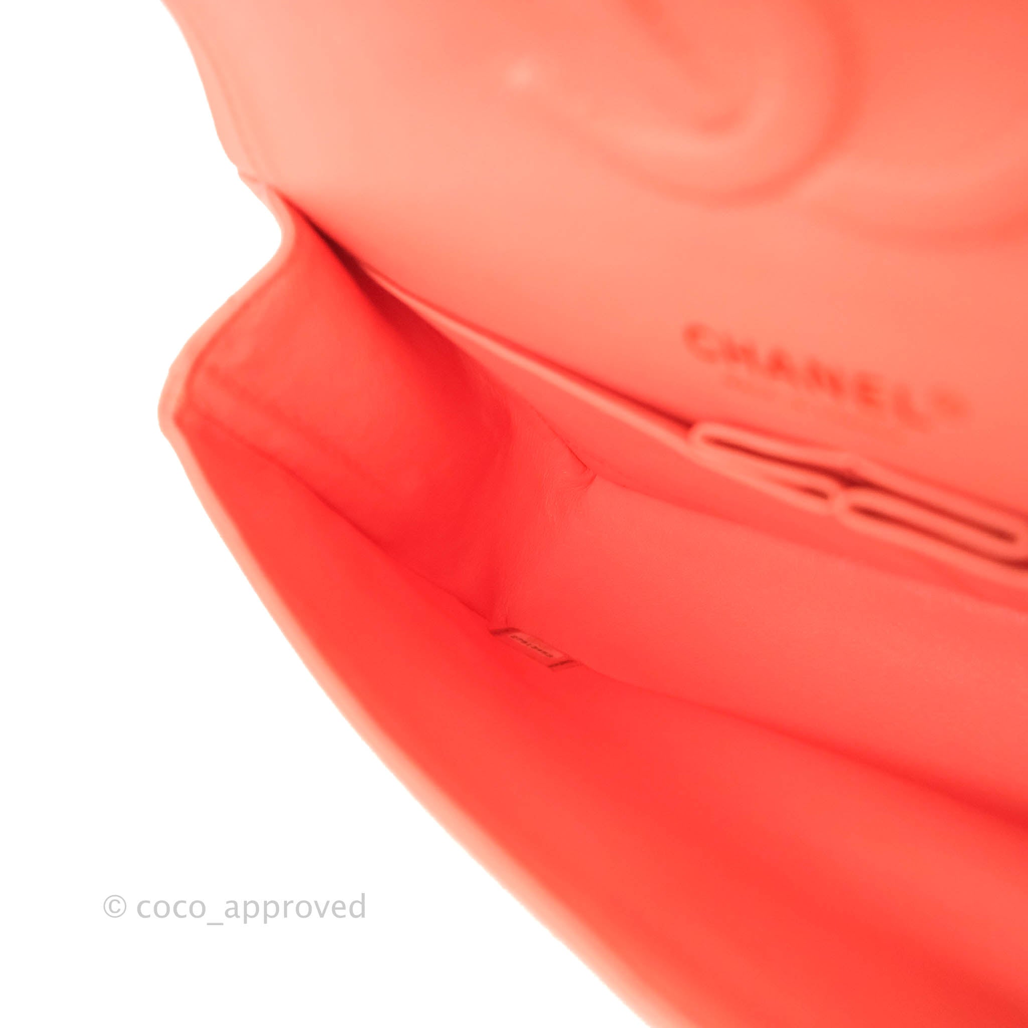 Chanel Classic M/L Medium Chevron Double Flap Bag in Coral Pink Lambskin with Aged Gold Hardware - Luxury Shoulder Bag for Women, Perfect for Parties, Weddings & Special Occasions