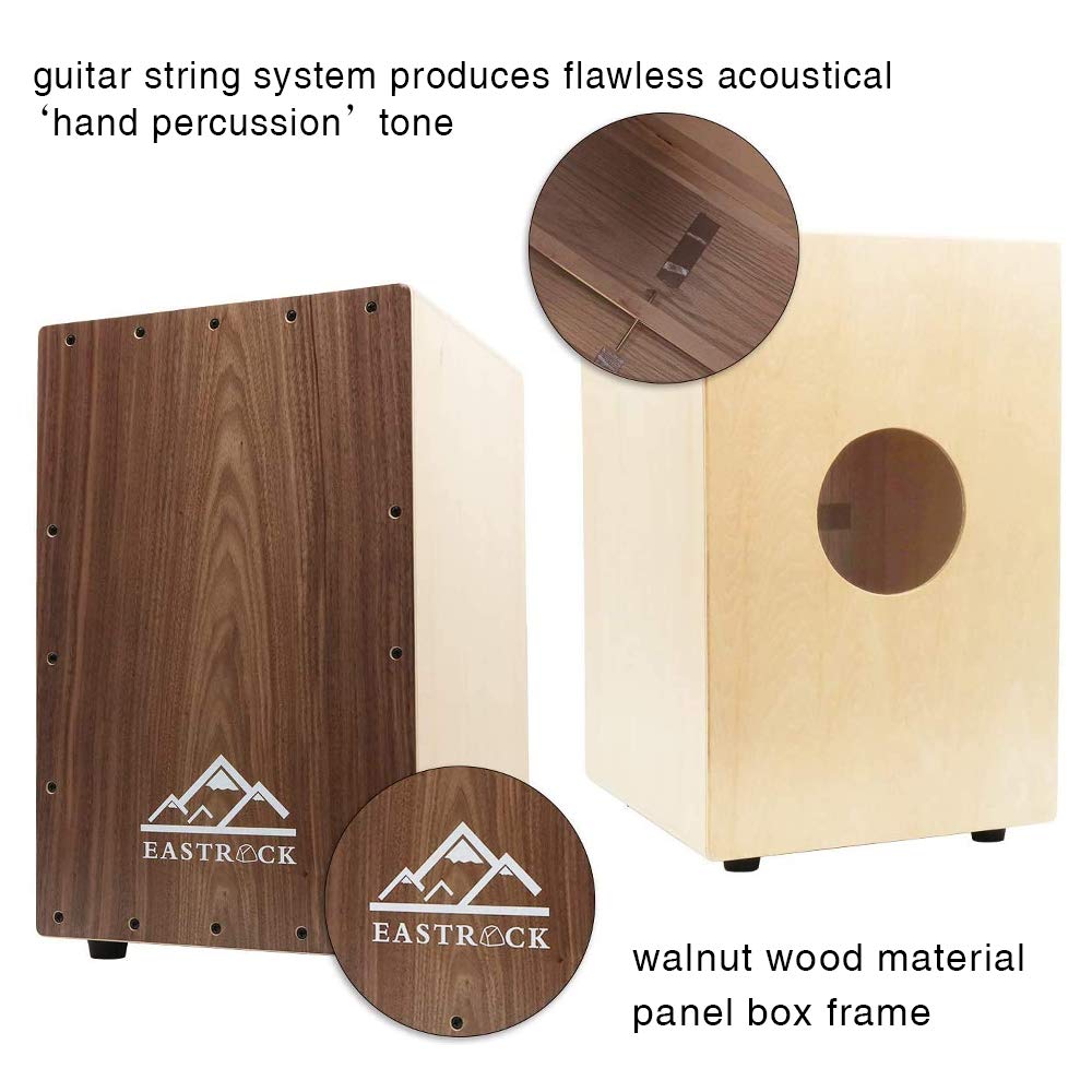 EastRock Full Size Cajon Drum - Wooden Percussion Box Drum with Internal Guitar Strings for Beginners & Professionals | Perfect for Live Performances, Studio Recording & Music Therapy