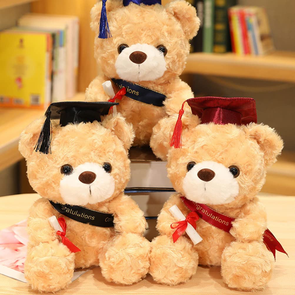 TOYANDONA 9 Inch Graduation Teddy Bear Plush Toy - Light Brown Stuffed Animal with Red Cap & Sash for 2022 Graduation Gifts | Perfect for Graduation Parties, School Ceremonies & Gift Giving