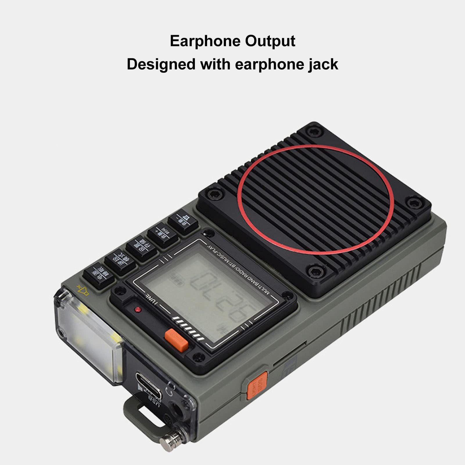 Portable Retro FM/VHF/AM/SW/WB Radio Receiver with Bluetooth, MP3 Playback, Rechargeable Battery & Flashlight - Perfect for Camping, Emergencies, and Outdoor Adventures