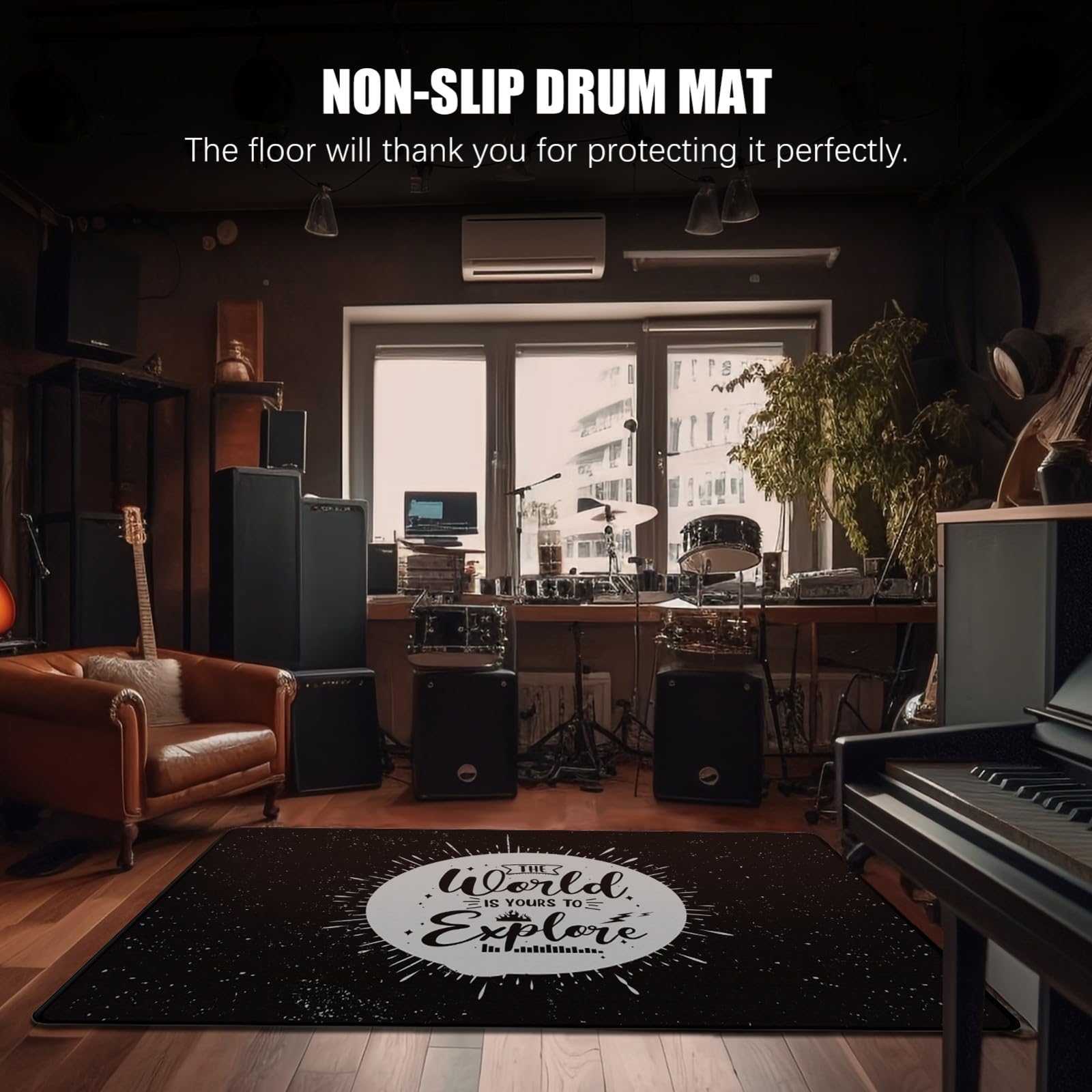 6Ft x 9Ft Non-Slip Drum Rug with Soundproof Padding - Perfect for Jazz & Electric Drum Sets - Ideal Drum Accessory Gift for Drummers - Great for Home Studios, Live Performances & Practice Sessions