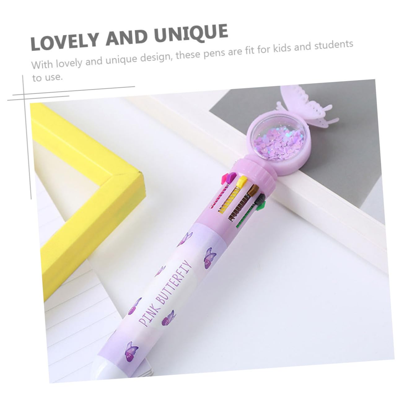 DIYEAH 4-Piece Butterfly Shimmer Ballpoint Pen Set - Vibrant Multi-Color Gel Pens for School, Office & Creative Writing - Perfect Gift for Students, Boys & Girls (Ideal for Note Taking, Journaling & Art Projects)
