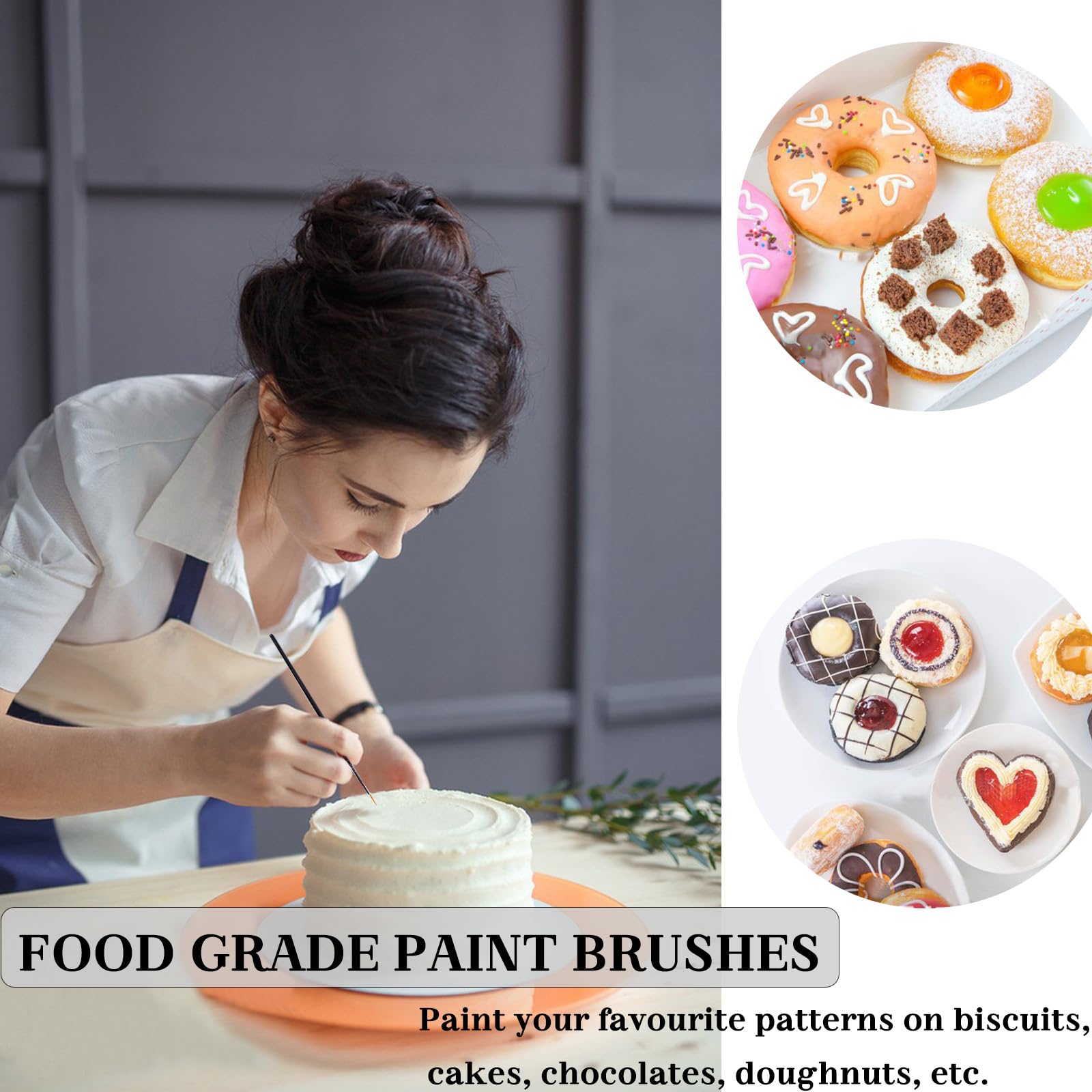 15-Piece Cake Decorating Brush Set - Food Grade Baking & Pastry Brushes for Fondant, Chocolate, Sugar Cookie & Cake Painting - Perfect for Home Bakers & Professional Chefs (Ideal for Wedding Cakes, Birthday Desserts & Holiday Baking)