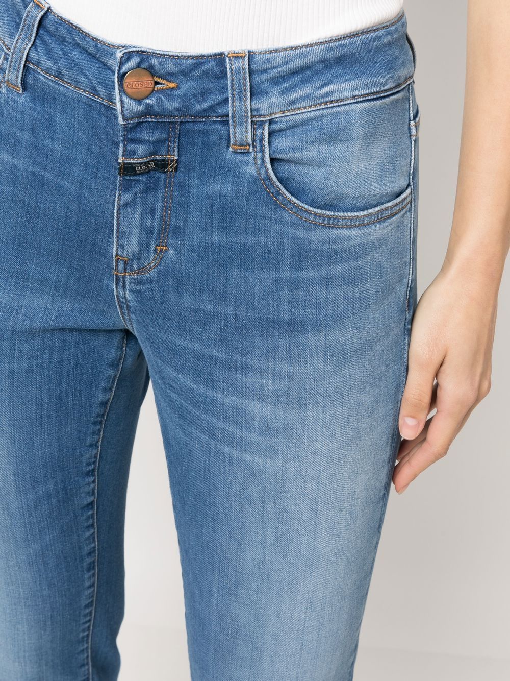 Women's High Waist Closed Jeans - Light Denim Skinny Fit for Casual Wear & Everyday Outfits