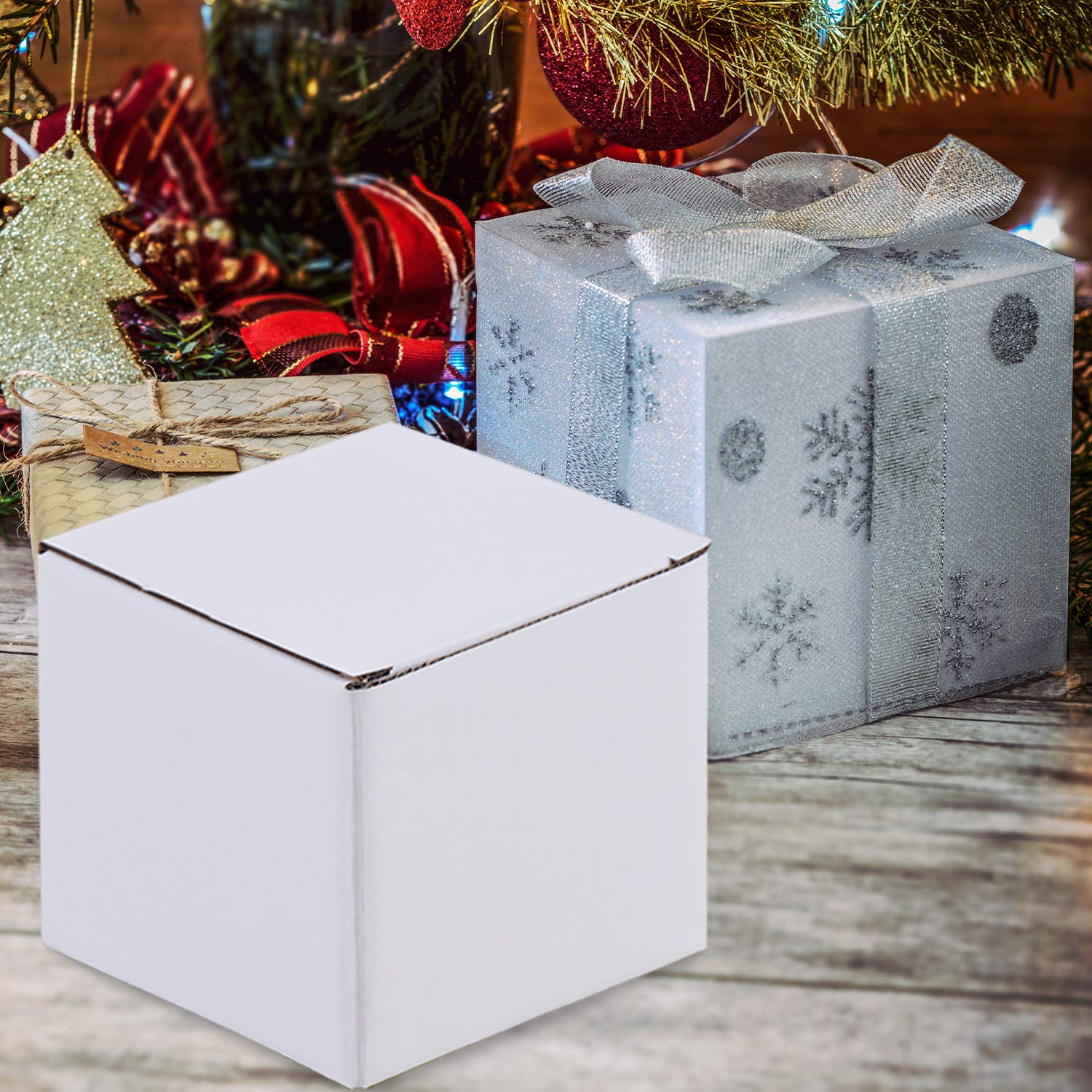 Lainrrew 12-Pack 5x5x5 Inch White Kraft Corrugated Cardboard Shipping Boxes - Small Recyclable Mailing Boxes for Ecommerce, Gift Packaging & Storage (5