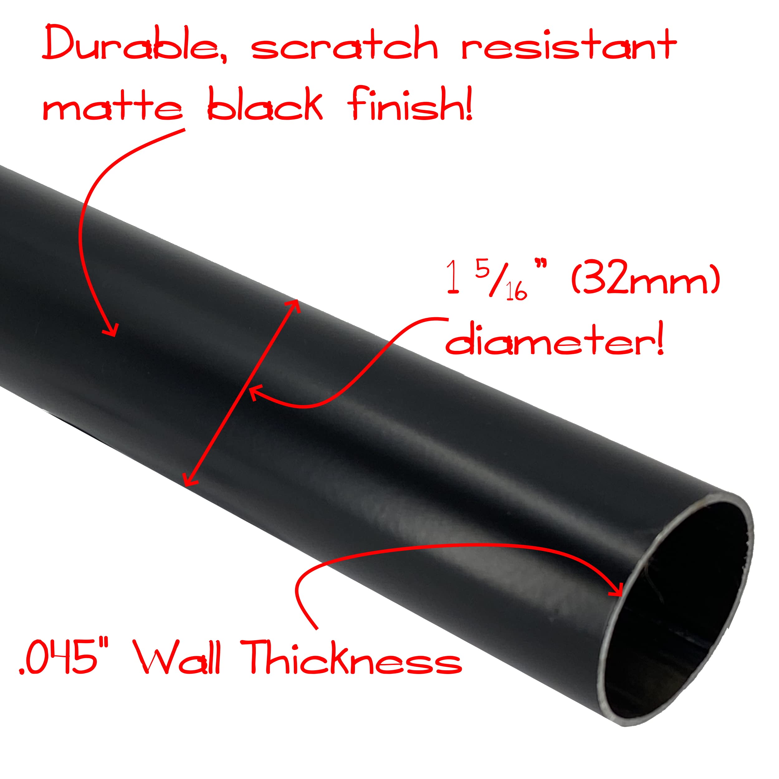 Desunia 72 Inch Heavy Duty Round Closet Rod - 32mm Diameter Black Clothes Pole (4 Pack) | Sturdy Closet Organizer for Hanging Clothes, Coats & Accessories | Perfect for Bedroom, Walk-in Closet & Laundry Room Organization
