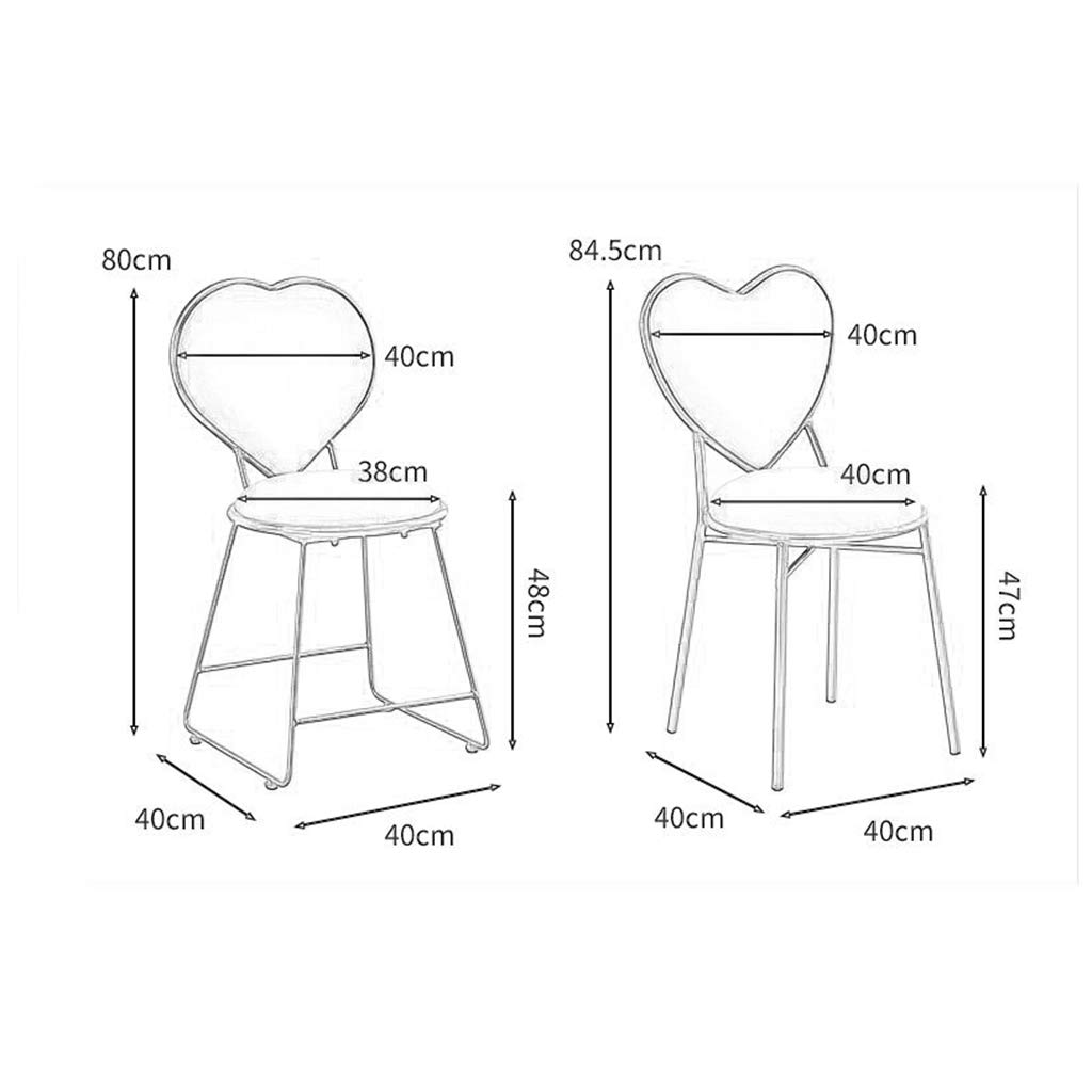 Heart-Shaped PU Leather Dressing Table Stool - Elegant Makeup Chair with Golden Metal Legs for Girls Bedroom, Dining Room & Vanity Area - White PU Leather Upholstery