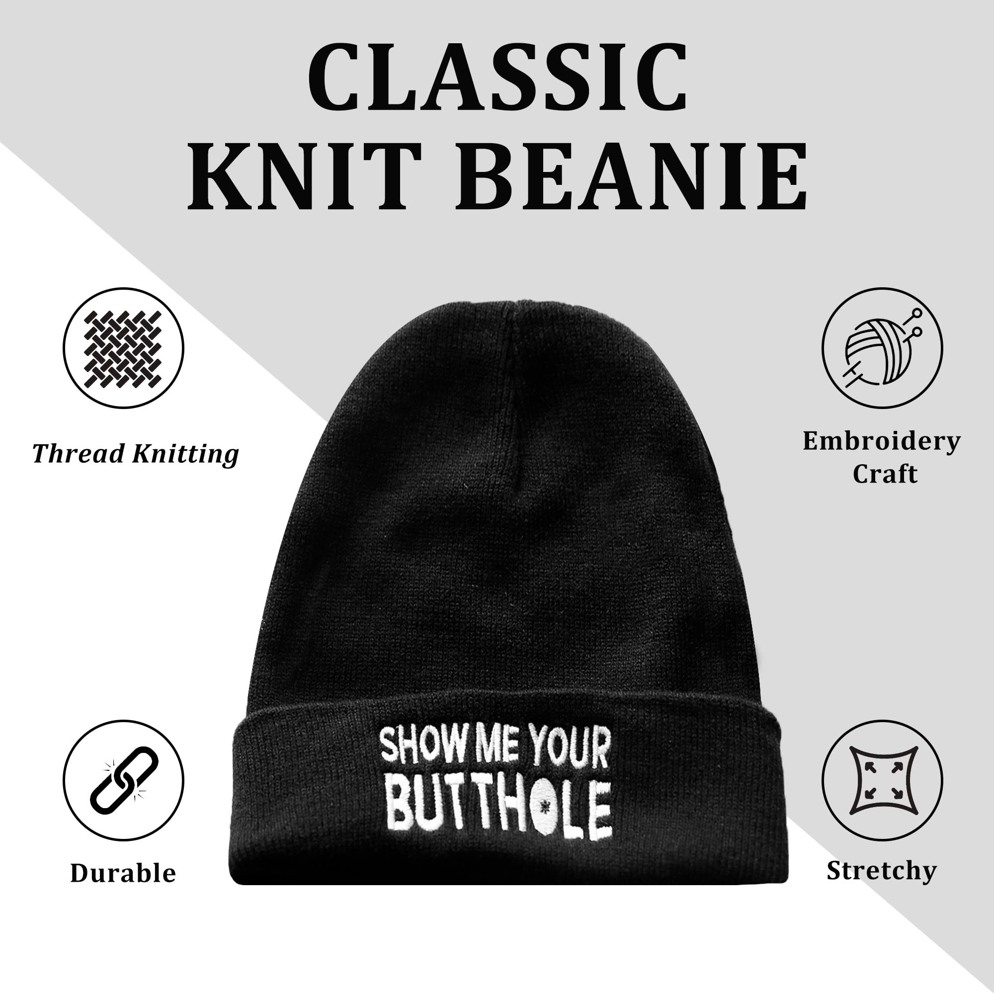 Funny Beanie Hats for Men & Women - Warm Acrylic Knit Winter Caps - Hilarious Gag Gifts for Christmas & Parties - Perfect for Cold Weather & Comedy Lovers