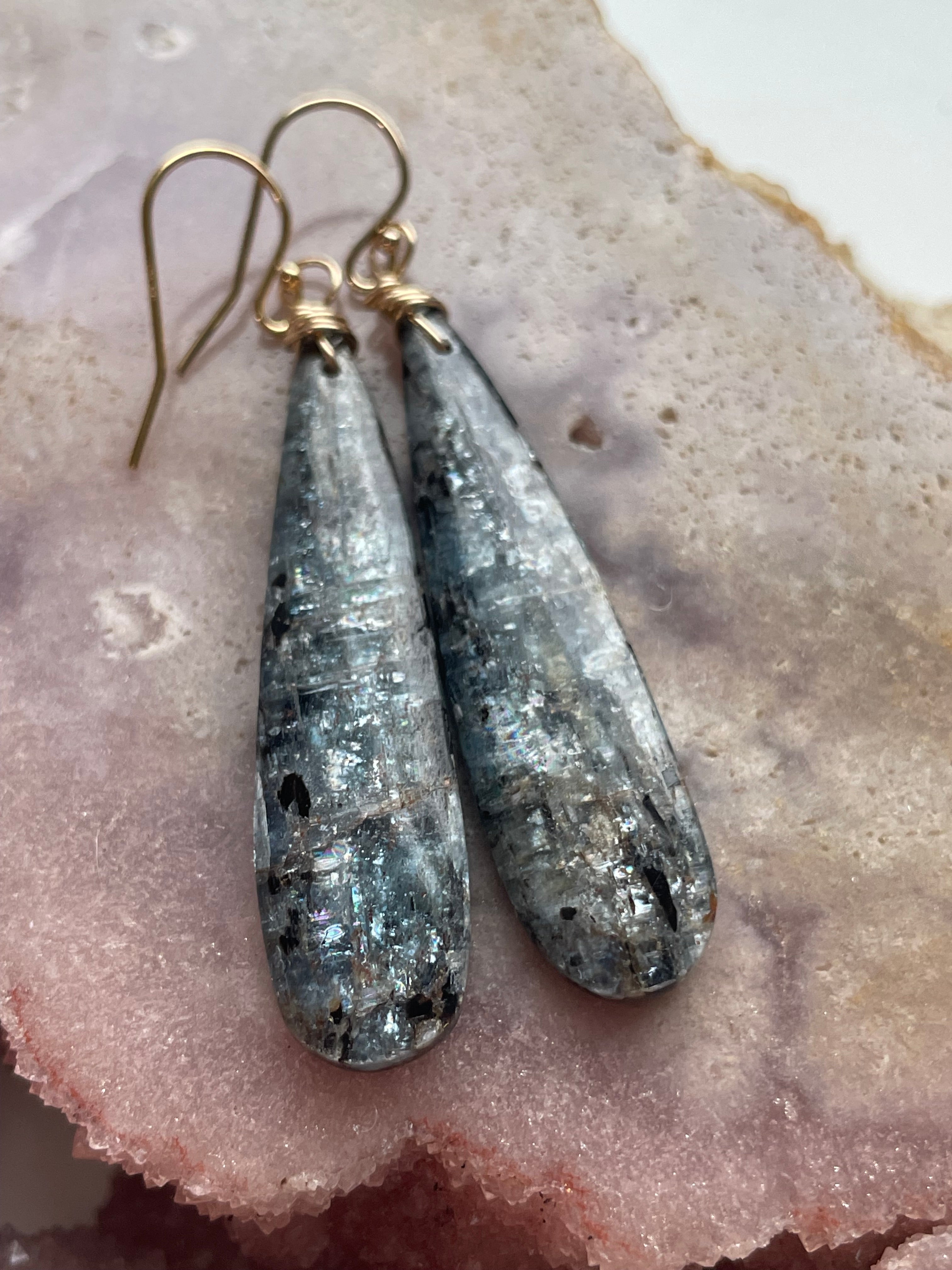 14K Gold Filled Kyanite Statement Earrings – Elegant Dangle Earrings for Women, Perfect for Weddings, Parties & Special Occasions