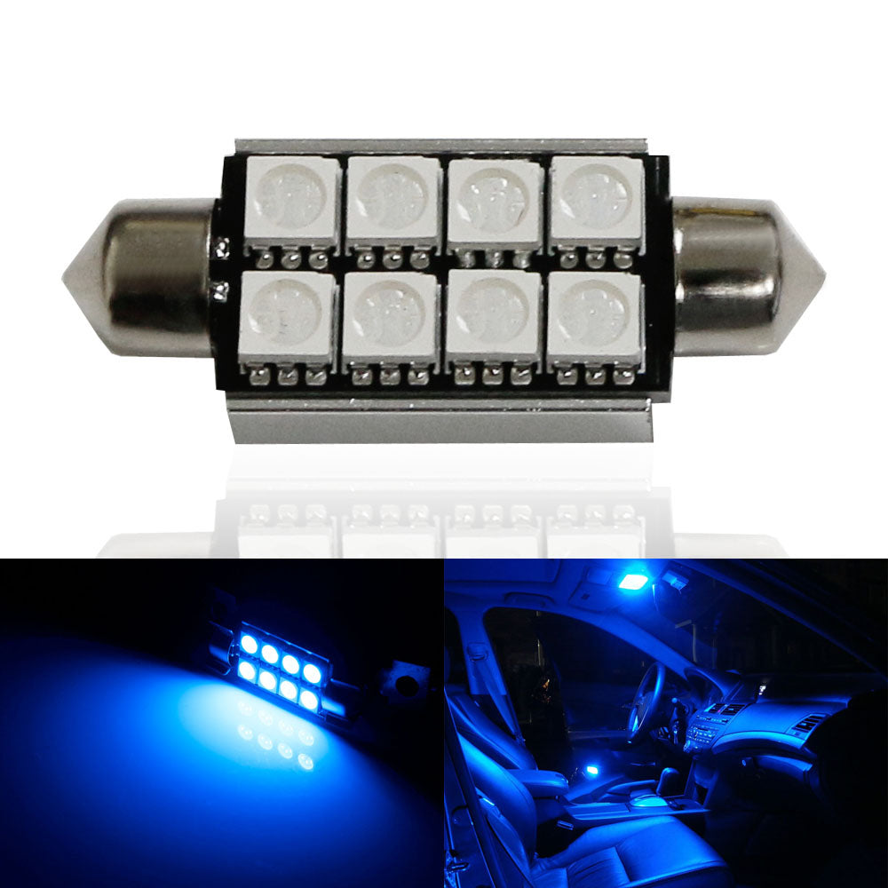 1pc HID Blue 8 SMD Error Free 578 2112 6411 LED Dome Trunk Cargo Light Bulb - Perfect for Car Interior Lighting, Truck Bed, Van Storage Area & DIY Auto Upgrades