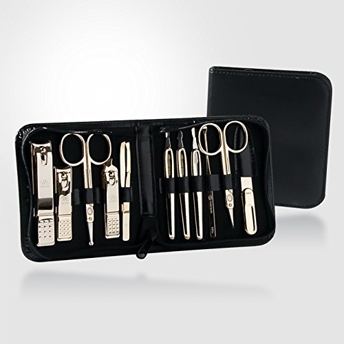 777 Three Seven 11-Piece Grooming Kit for Men - TS-810CHROME Chrome Plated Stainless Steel - Perfect for Travel, Home & Professional Barber Use
