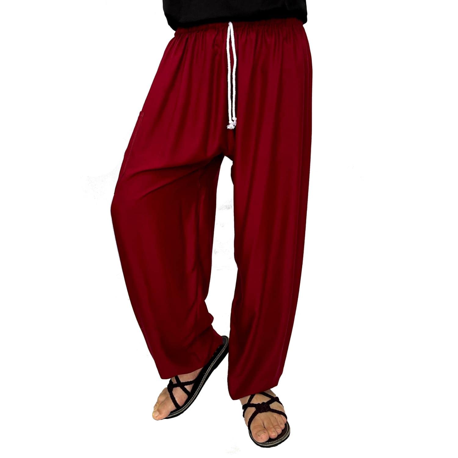 LOFBAZ Men's Boho Pants with Pockets - Comfortable Yoga Pants, Lounge Pajama Bottoms & Harem Pants for Men - Perfect for Yoga, Meditation, Travel & Relaxation at Home
