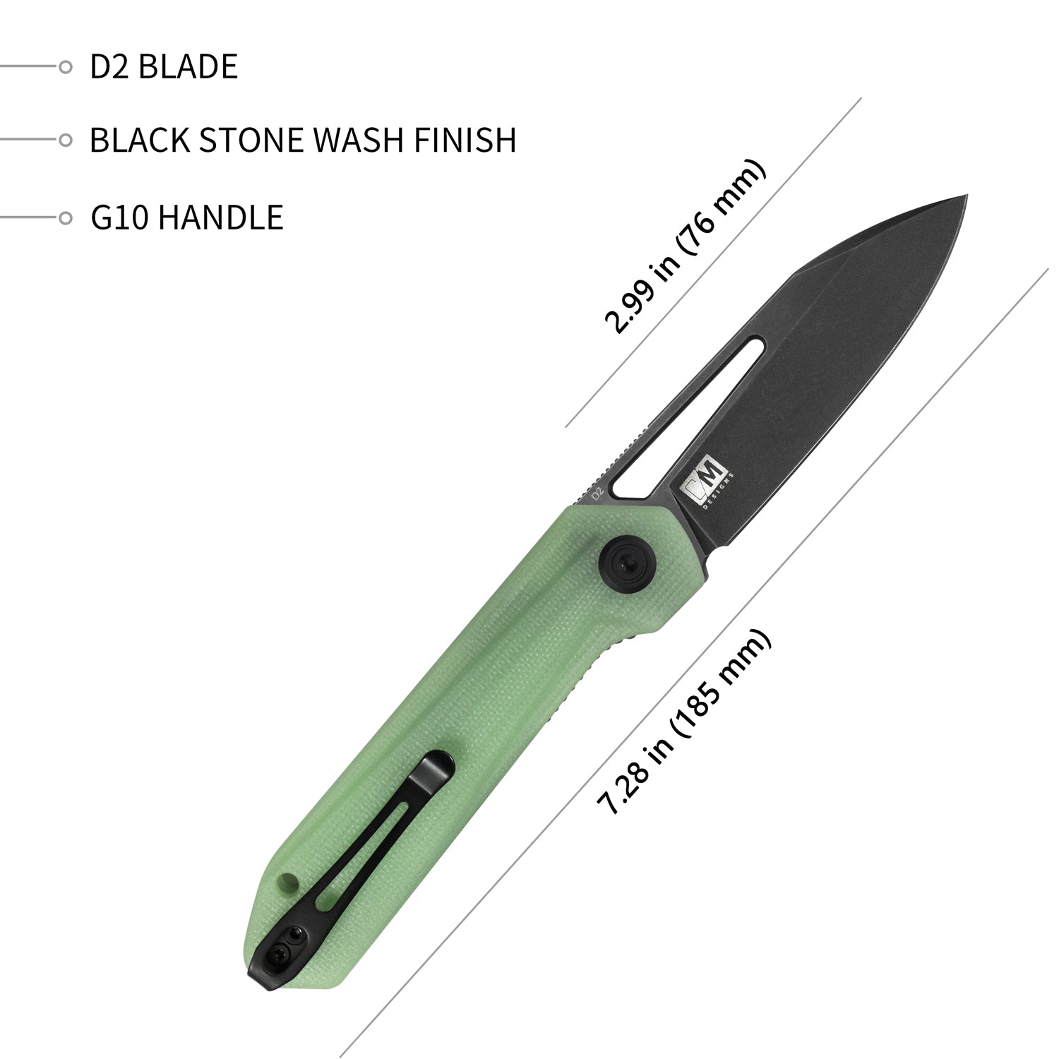 Royal Nest Liner Lock EDC Pocket Knife - Jade G10 Handle, 2.99
