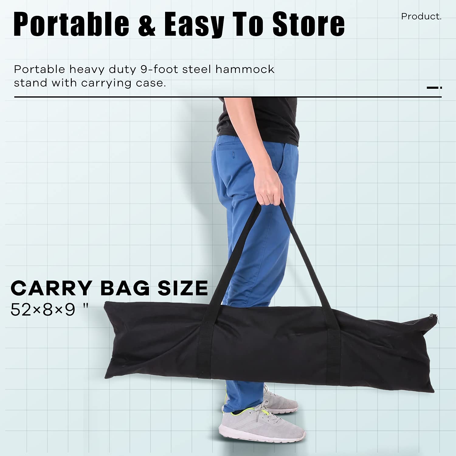 Heavy Duty Hammock Stand Only - 450LBS Capacity Alloy Steel Portable Hammock Holder for Outdoor, Patio, Indoor Use with Carrying Case | Perfect for Camping, Backyard Relaxation & Beach Vacations