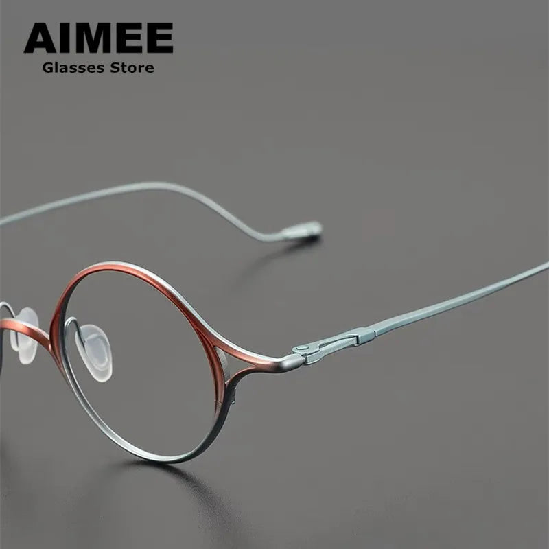 Aimee Unisex Full Rim Round Oval Titanium Eyeglasses 2353 - Lightweight Durable Frame for Men & Women - Perfect for Reading, Working & Daily Wear