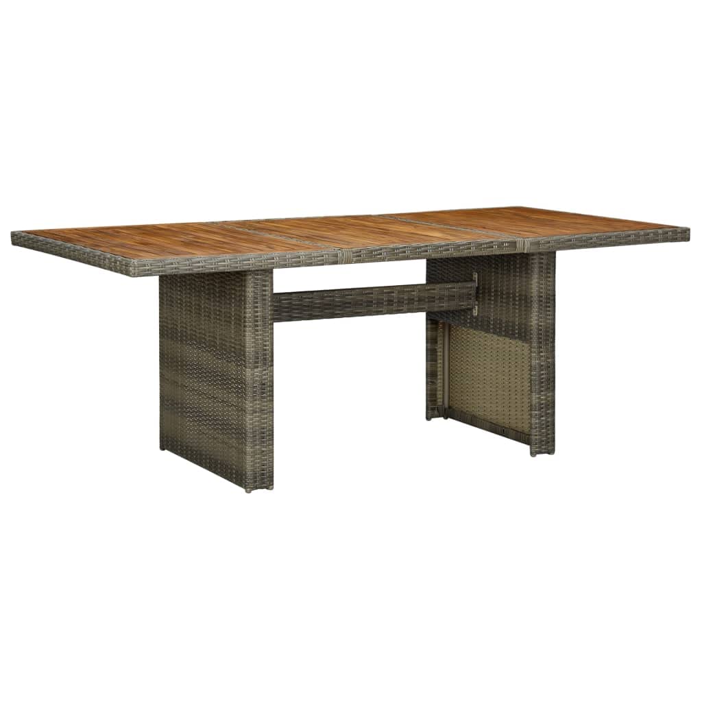 Outdoor Patio Table - Brown Poly Rattan & Solid Acacia Wood Garden Table for Deck, Lawn, Backyard, Terrace | Perfect for Dining, Entertaining & Relaxing Outdoors