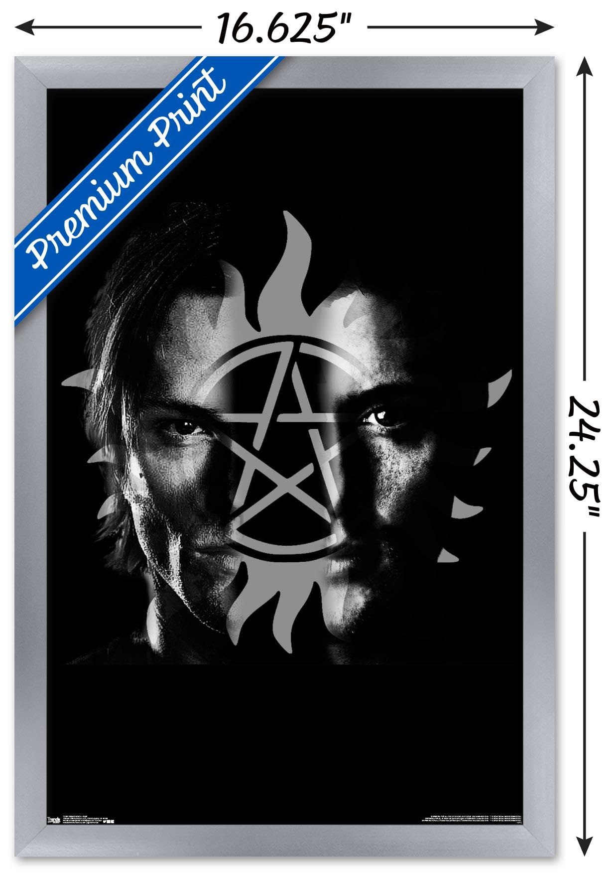 Supernatural TV Show Split Wall Poster - 14.725 x 22.375 Inches Silver Framed Art Print - Perfect for Bedroom, Living Room & Office Decor