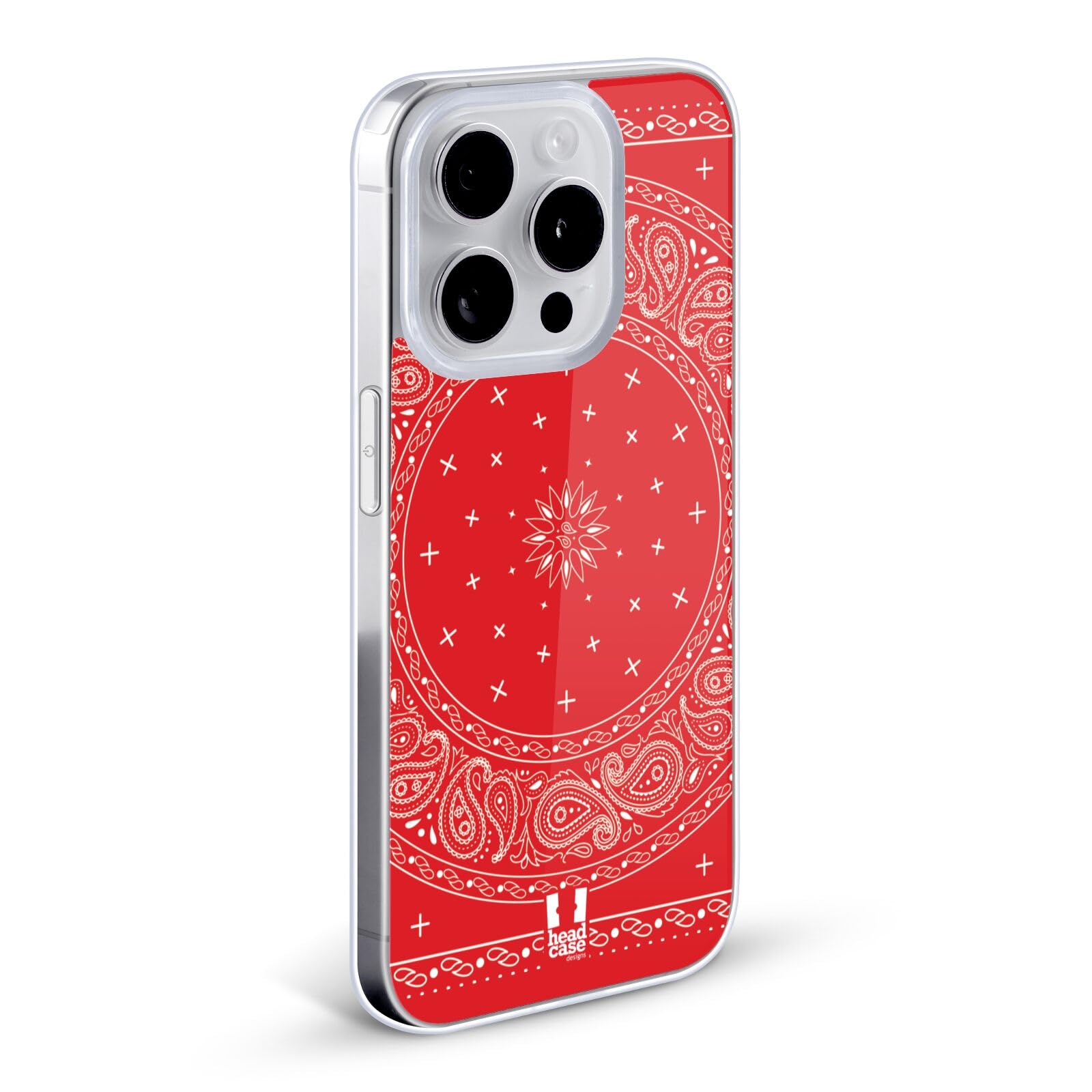 Head Case Designs Round Red Classic Paisley Bandana Soft Gel Phone Case for Apple iPhone 12 & iPhone 12 Pro - Stylish Protection for Everyday Use, Travel & Outdoor Activities