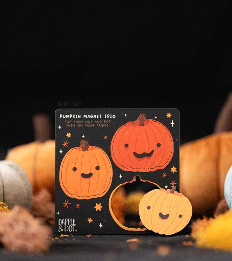 Dapple & Dot Pumpkin Shaped Pop Magnets - Fun and Colorful Fridge Magnets for Home, Office, and School Organization (Set of 6) - Perfect for DIY Crafts, Refrigerator Decor, and Memo Notes