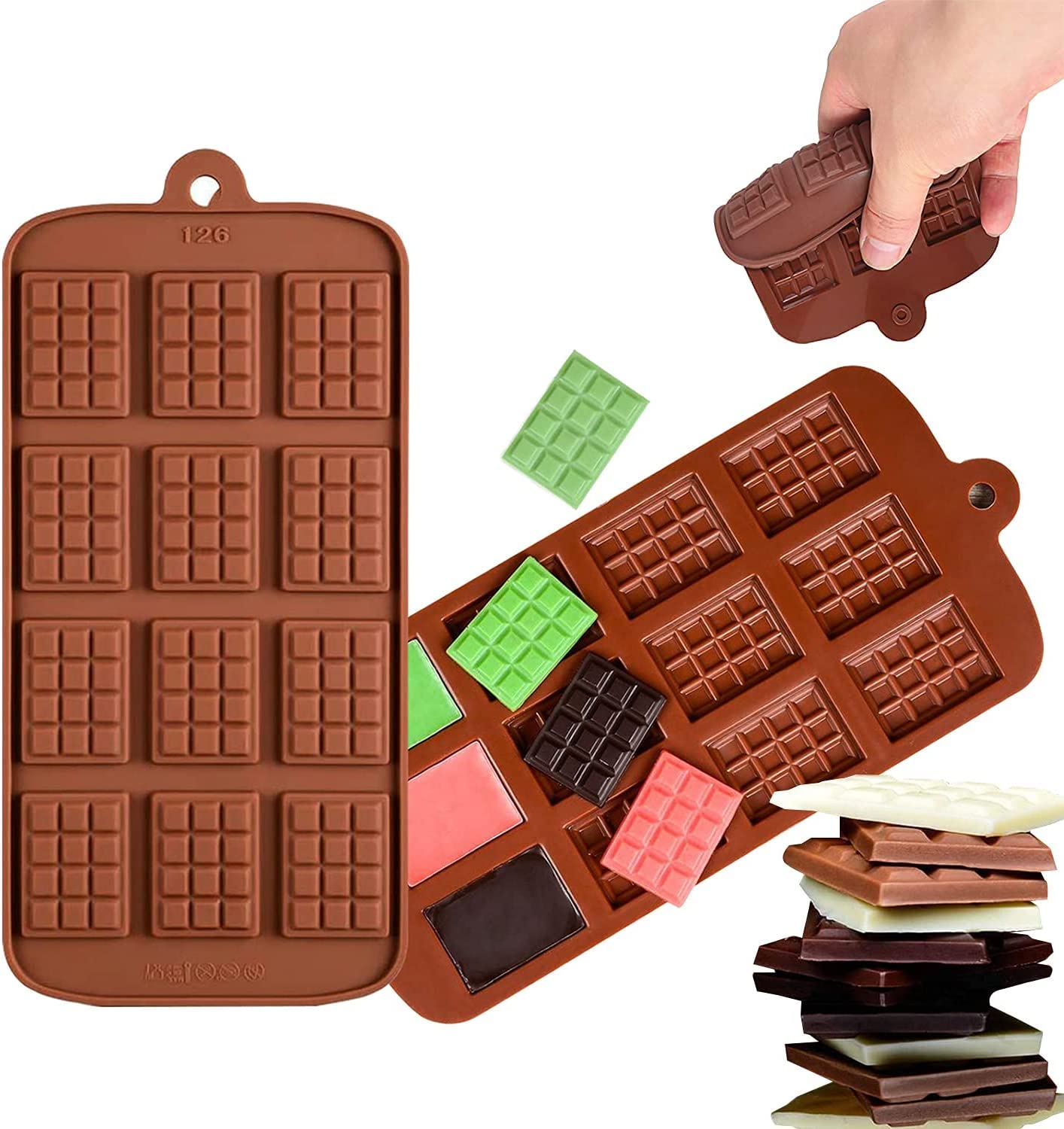 Non-Stick Silicone Waffle Chocolate Molds - 3 Pack Break-Apart Mini Waffle Molds with 12 Cavities | Reusable DIY Baking Molds for Chocolate, Candy, Ice Cubes & Desserts | Perfect for Home Baking, Party Treats & Gift Making